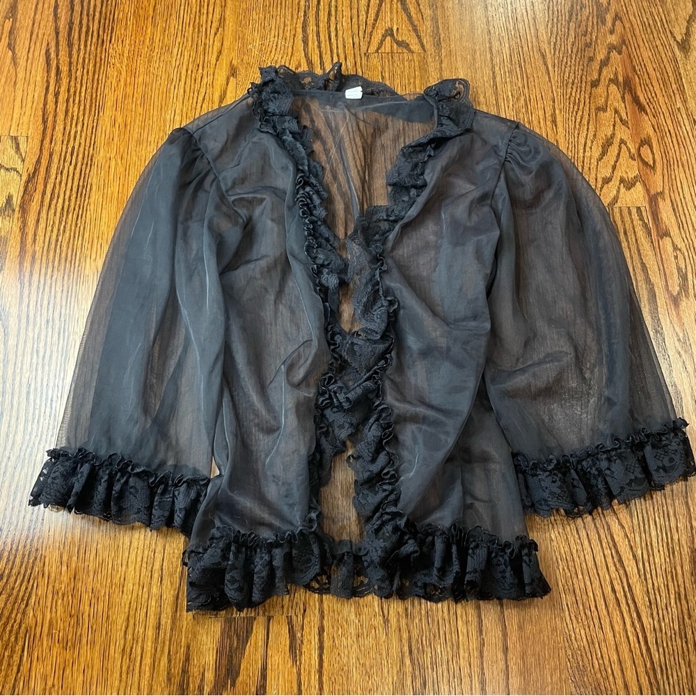 Sheer Black Ruffled Blouse